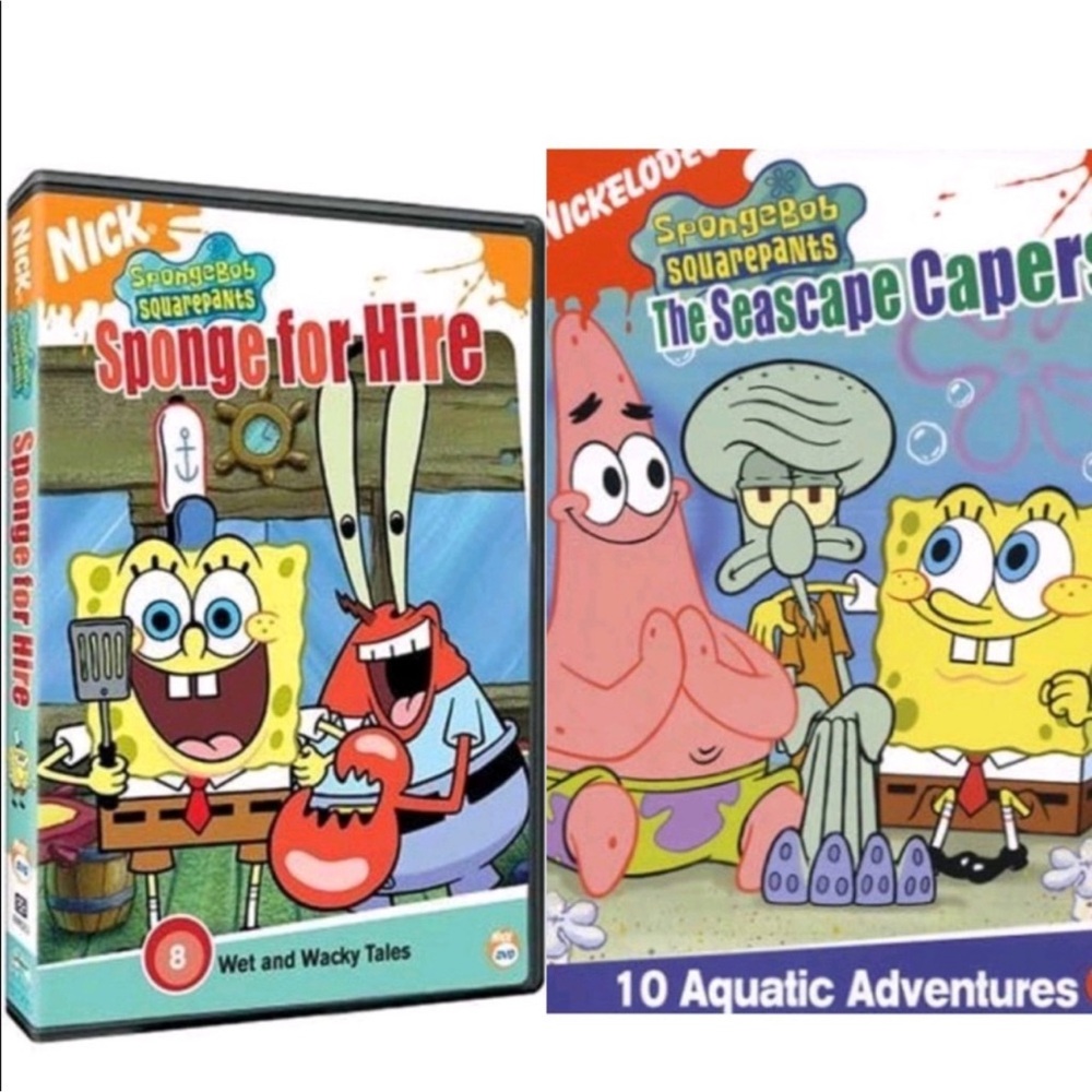 Set of 2 Spongebob Squarepants For Hire and Seaside Capers DVDS